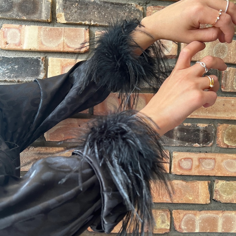 Real Feather Fur Cuffs slap bracelet (pack of 2)